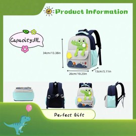 ZHANAO - Mochila infantil para niños, mochila de dinosaurio para niños y niñas, Azul (Sky-Blue)