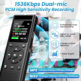 136GB Digital Voice Recorder with Playback,9000 Hours Audio Recording Device,Voice Activated Recorder with Noise Reduction,A-B Repeat,Mp3 Player and Password for Lectures Meeting/Classes/Interviews