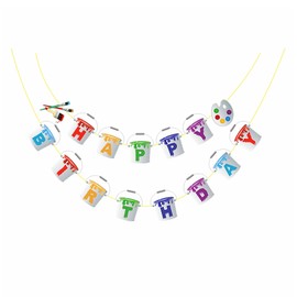 YiiiGoood Art Happy Birthday Banner Art Painting Birthday Banner for Kids Birthday Baby Shower Colorful Fiesta Party