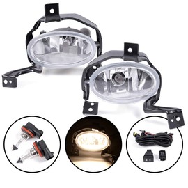 Compatible with Honda CR-V CRV 2010-2011 Pair Clear Lens Front Bumper Driving Fog Lights Lamp Assembly with Switch Harness H11 Bulb