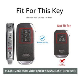 ontto Car Key Fob Cover Case fit for Kia EV6 Sportage NQ5 QL Ceed XCeed Niro Sorento Soul Stinger Rio 2018-2024 2025 Key holder Metal Leather Shell bag keyring keychain accessories-Black 1