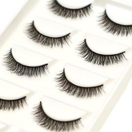 Vivis 3D Faux MinkFalse Eyelashes 5 Pairs Extra Short Natural Lashes Volume, Hand-made Thick Dramatic Fake Eye Lash, Black Soft Clear Band, for Various Makeups - 3D-15
