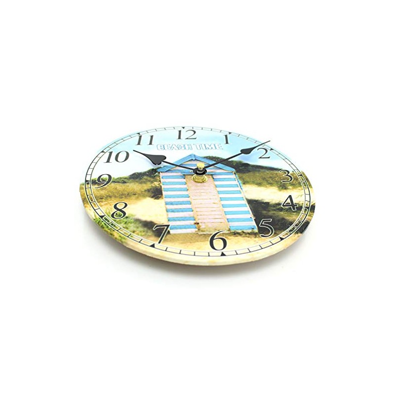 Carousel Home and Gifts Nautical Wooden Wall Clock Beach Hut