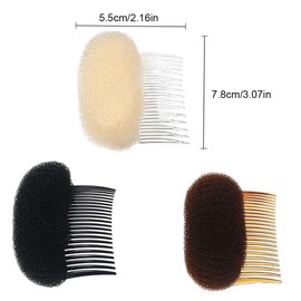 KGDUYC Hair Cushion, Hair Cushion for Updo Hairstyles, Hair Cushion Back Head, Mini Hair Clip, Plastic Comb, Fluffy Hair Pad (Pack of 3)