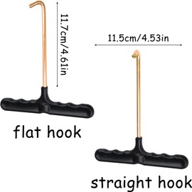 Aswewamt 4Pcs T-Hook Tent Peg Puller, 2 Flat & 2 Straight Tool Trampoline Accessories Trampoline Peg Puller with Plastic Handle for Jumping Trampoline Spring Installation