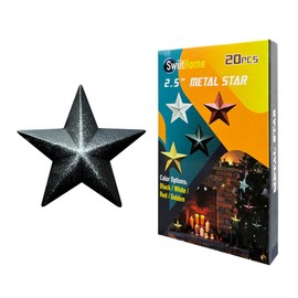 20 Pieces 2.3 Inch Metal Star, Barn Star for Home Decoration, Hanging Wall Decor for House, Iron Vintage Wall Arts and Crafts, Christmas Indoor Outdoor Decorations (Black)