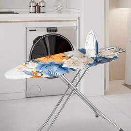 Flashideas Flower Ironing Board Cover and Pad 15x54 Inch Standard Ironing Board Cover with Elastic Edge and Hook and Loop Fasteners Scorch and Stain Resistant Cotton