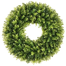 petalyn 20 Inch Boxwood Front Door Wreaths, Spring and Summer Outdoor Wreath for Front Door, All Seasons Artificial Green Wreath for Farmhouse Wedding Porch Wall St Patricks Day Indoor Decorations