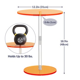 NiHome Minimalist Style Orange Acrylic Side End Table for Living Room, Bedroom, Balcony, Compact Modern Drink Table for Small Spaces, Easy to Clean, Smooth Rounded Edges, Supports Up to 20lbs (1PC)