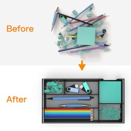 ITAYVAN Drawer Organizer, Metal Mesh Dividers Desk Organizers, Pen Organizer for Desk Drawer Tray Box Accessories for Desktop, Bathroom, Kitchen, Makeup, Vanity