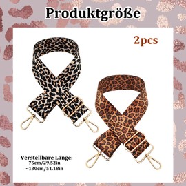 CJAPGJW Pack of 2 Bag Straps for Changing, Width 3.8 cm, Leo Bag Strap, Adjustable Length 75-130 cm, Leopard Print Shoulder Strap for Bags, Bag Straps, Shoulder Bag for Girls