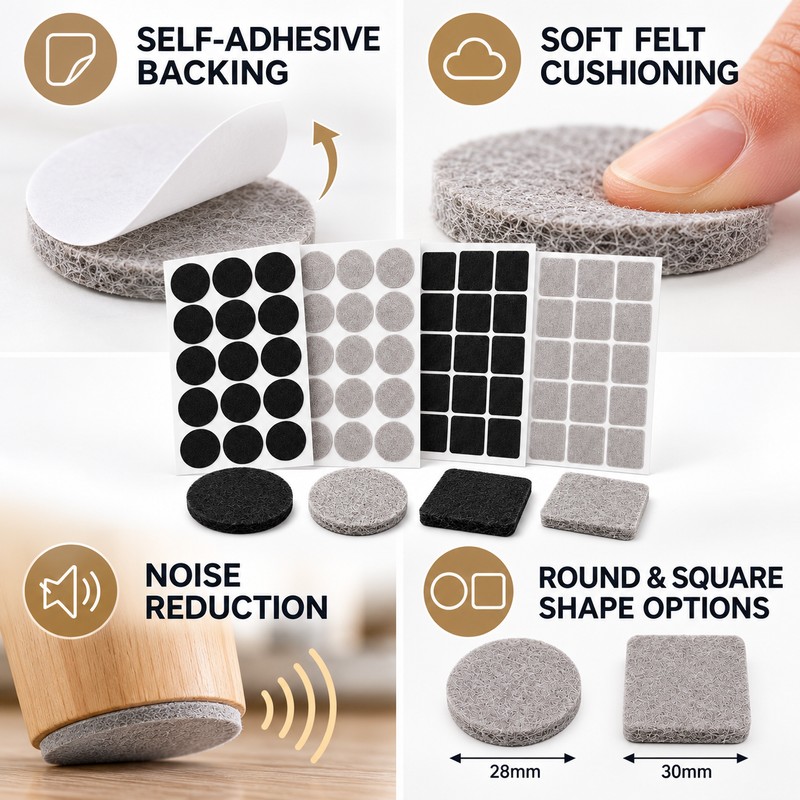 360-Piece Self-Adhesive Felt Furniture Pads for Floor Protection – Round