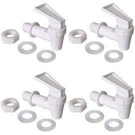 Replacement Cooler Faucet 4 White Water Dispenser Tap Set. BPA Free Plastic Spigot