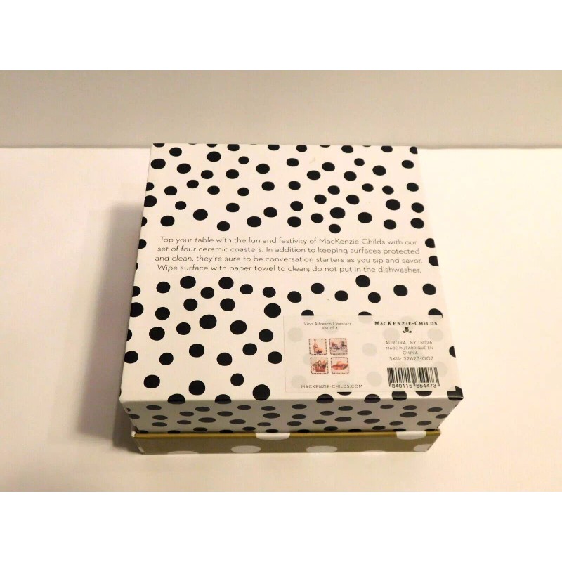 MacKenzie-Childs Mackenzie Childs Vino Alfresco Ceramic Coasters, Boxed Set Of