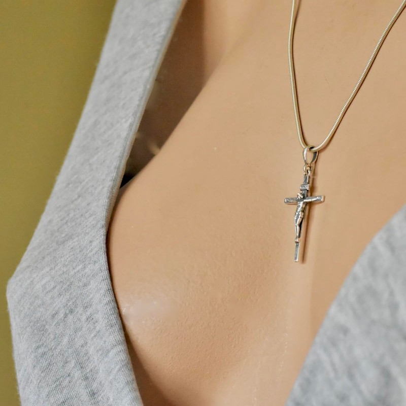 925 Sterling Silver Cross Pendant INRI Jesus Christ Crucifix Religious