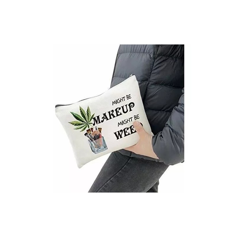 Cokosoxo Bolsa De Cosméticos Divertida Weed Leaf, Might Be Makeup