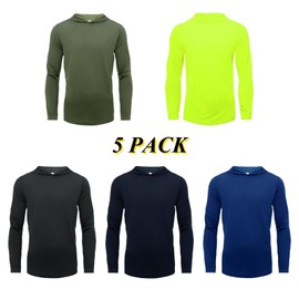 LeeHanTon 5 Pack Long Sleeve Hoodie Shirts for Men Moisture Wicking UPF SPF Sun Protection Tee Shirts Fish Rash Guard Hiking Casual T Shirts 2XL