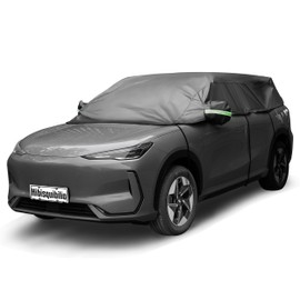 HIBISQUIBILIO UV Resistant Winter Windshield Cover with Reflective Straps – Breathable Hail Cover - Windproof & Dustproof | 6-Layers Waterproof Sedan Car Cover for All Weathers for Sedan & Trucks