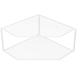 Beavorty 2-tier Corner Storage Shelf Cabinet Organizer Corner Stand Rack Countertop Shelf Storage for Dishes and Plates Kitchen Cabinet Pantry Cosmetics Makeup Organization 12cm White