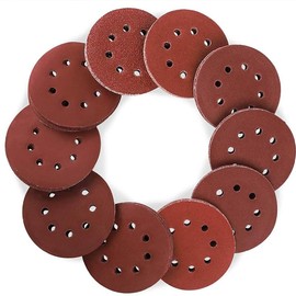 Pack of 100 Velcro Sanding Discs 8 Holes 5 Inch Sanding Discs 125 mm Velcro, Round Sandpaper for Random Orbital Sanders (10x 40/60/80/100/120/180/240/320/400/800)