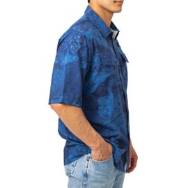 Realtree Men's Short/Long Sleeve Performance Tech Vented UPF 40+ Sun Protection Fishing Shirts (US, Alpha, 3X-Large, Regular, Regular, Xtreme Blue)