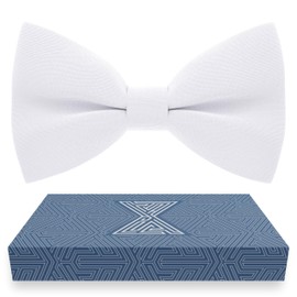 Bow Tie House Corbata de Moño para Hombres, para Adolescentes Pre-atada y Ajustable, para Boda, Graduación, Eventos Formales, Elegante para Tu Estilo (Blanco, Mediano)