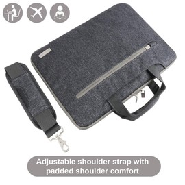 TECHGEAR Case for 14" - 14.6" Laptops, Portable Multi-function Laptop Case with Adjustable Shoulder Strap, Luggage Strap & Suppressible Handles, Portable Sleeve Organiser Case Cover + Pockets GREY