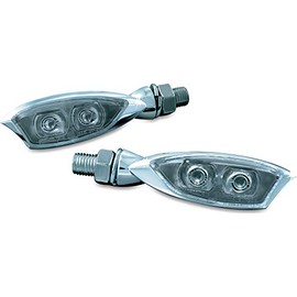 Kuryakyn 2505 Motorcycle Lighting Accessory: Single Function Razor Eyes, Front/Rear LED Turn Signal/Blinker Light, Amber, Chrome, 1 Pair