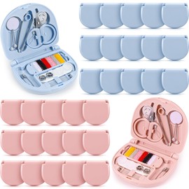 Yuxung 30 Pieces Mini Travel Sewing Kit Basic Portable Emergency Sewing Repair Kit in Bulk with Threads Scissors Hand Sewing Needles for Beginner Traveler Hotel Charity Homeless