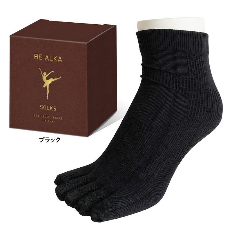BE ALKA Five Toe Arch Foaming Socks Black M