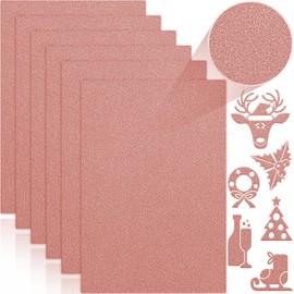 Sixstore Glitter Paper A4 250gsm Glitter Card Mixed Colours Glitter Card A4 Glitter Card Craft Card for Crafts Decoration (Rose Gold)