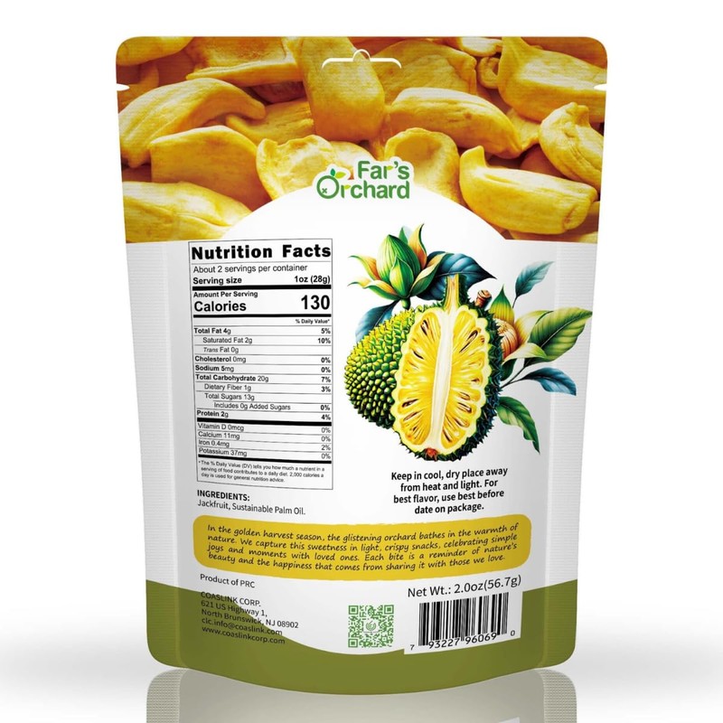 Far's Orchard Jackfruit Chips – 4 Pack (2 oz Resealable Bags), Exotic Crunchy