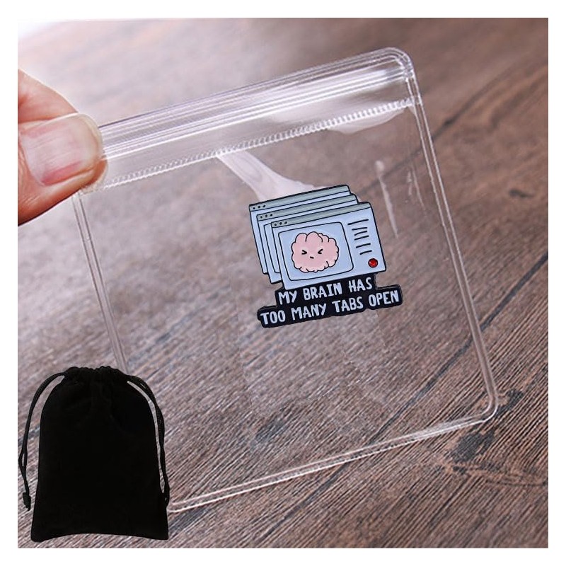 Ficsowy Enamel Lapel Pin, My Brain Has Too Many Tabs