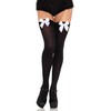 Leg Avenue Nylon Thigh Highs with Bow (Black/White)