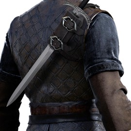 HiiFeuer Medieval Faux Leather Back Sword Frog, Vintage Adjustable Sword Holster, Middle Ages Back Sword Sheath Holster (Brown A)