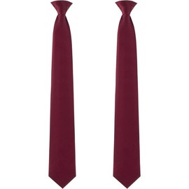 2 count Men's Clip on Ties 20 Inches Solid Color Clip on Ties Pre Tied Neckties for Office - Colour: Black