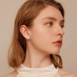 Kenivira 3 Pairs Silver Stud Earrings for Women Silver Stud Earrings with Cubic Zirconia Hypoallergenic Small Earrings for Multiple Piercings Cartilage Sleeper Stud Earrings Set for Women