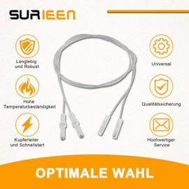 SURIEEN Gas Hob Cooker Ignition Electrode Spark Plug 900 mm Ignition Wire for Cooker Ignition Pin Ceramic Height 35 mm Pack of 2