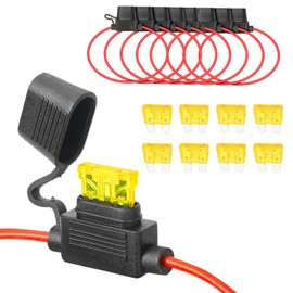 8 Set In Line Blade Fuse Holder, Bolatus Standard Fuse Holder 16AWG Car Truck Automotive Fuse Holder Waterproof with 8pcs 20A Standard Blade Fuse