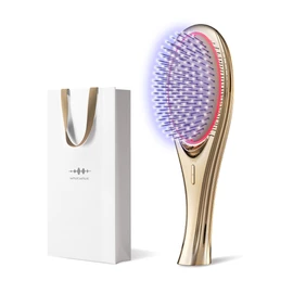 Presented in "Petit Branch" Wavewave ems Hair Brush, Ion Care Brush, Women's, Birthday Gift, Red LED, Shiny Hair, Smooth Hair, Cushion Brush, Gift (Gold)