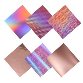 GIRAFVINYL Holographic Vinyl Rose Gold Permanent Vinyl Adhesive Vinyl for cricut 12” X 12” 6Pcs Vinyl for Decor,Car,Home,Tumblers