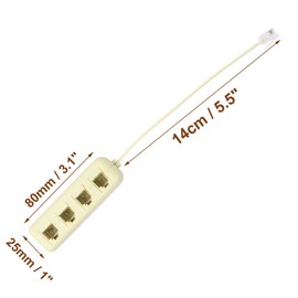 uxcell Telephone Splitter, RJ11 6P4C 1 Male to 4 Female M/F Converter Phone Jack Adapter Cable for Landline, Modem, Fax Machine, 4 Way Cell Phone Jack Line Converter, 1 Pcs Beige