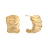 Textured C-Shaped Stud Earrings for Women, Gold-Plated, Hypoallergenic