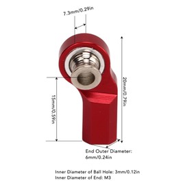 RC Car Rod End, 4PCS RC Car Ball Joint Link Ball Head Holder M3 Aluminium Alloy Steel Steering Rod Head for Axial SCX10 1/10 RCCar Model(red)