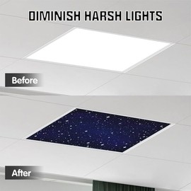Drgilau 4 Pcs 4 x 2 Feet Light Covers for Ceiling Lights, Magnetic Starry Sky Light Covers for Fluorescent or LED Fixture, Ceiling Light Covers for Office Classroom Home Office Decor