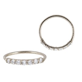 Jewelry Avalanche 925 Sterling Silver Nose Ring, 22G Nostril Hoop Ring, Helix Earring, Cartilage Earring, 9mm Inside Diameter, Prong set 7-CZ Accented - Sterling Silver