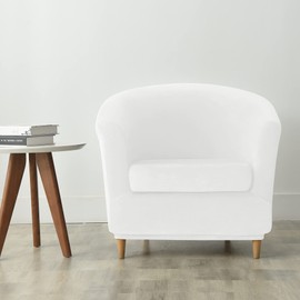 OBCREAT Club Chair Slipcovers, Stretch Armchair Covers Soft Velvet Tub Chair Cover 2 Pieces Sofa Covers Arm Chair Couch Cover Furniture Protector (White), YP20VECARM
