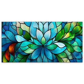 MSINMKOK Fluorescent Light Covers for Classroom Office 4x2ft Stained Glass Green Decorative Drop Ceiling Light Cover Filters Hospital Home Decorations