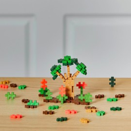 PLUS PLUS - Jungle Mix 240 Piece Tube & Green Baseplate Duo - Construction Building Stem/Steam Toy, Interlocking Mini Puzzle Blocks for Kids