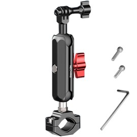 Mechrig Camera Clamp Mount, Super Camera Clamp Mount Double Ball Head Magic Arm Adapter with U-Shaped for Motorcycle Handlebar Mounts & Aluminum Alloy Bike Handlebar Bracket - 360° Rotating, 78003